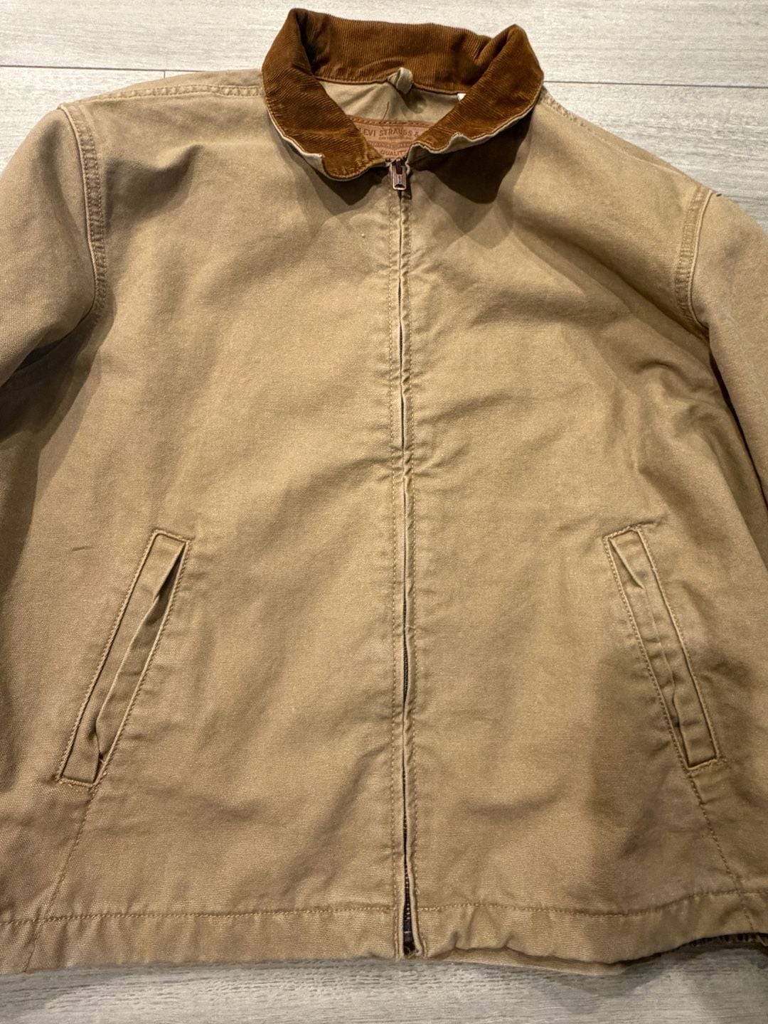 Levi's Castro Mechanics Jacket Size L Tan Canvas Corduroy Collar 2