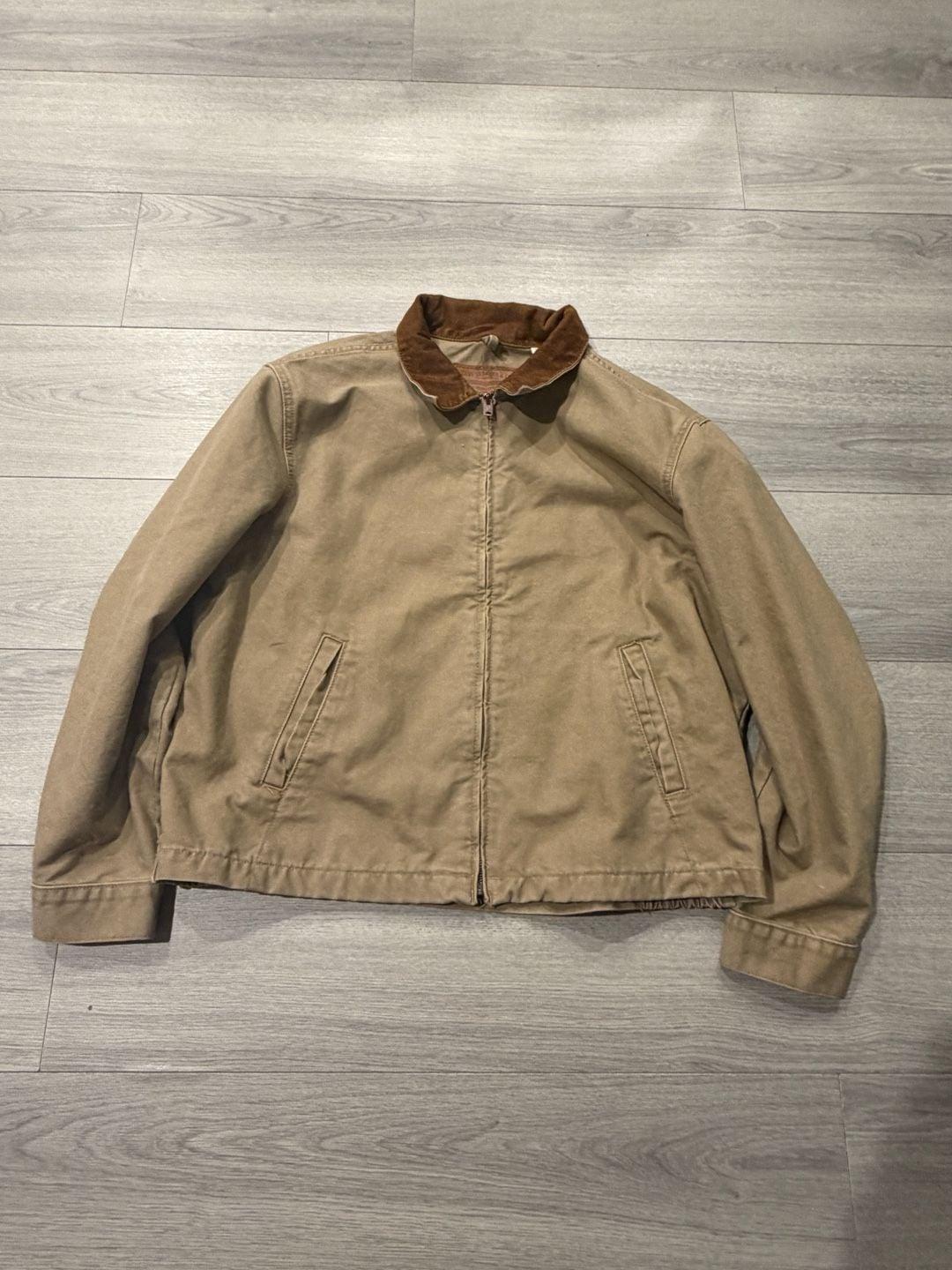 Levi's Castro Mechanics Jacket Size L Tan Canvas Corduroy Collar 4