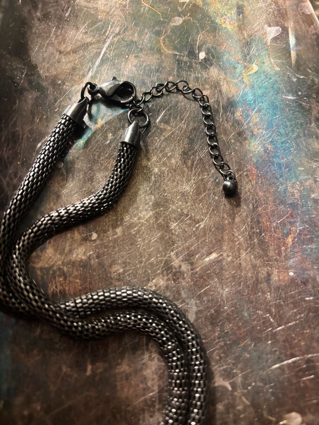 Unbranded Gunmetal Mesh Knot Lariat Necklace Black Statement Jewelry 3