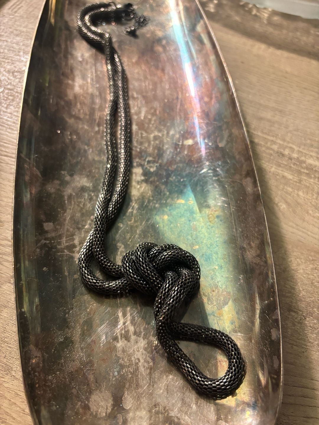 Unbranded Gunmetal Mesh Knot Lariat Necklace Black Statement Jewelry 2
