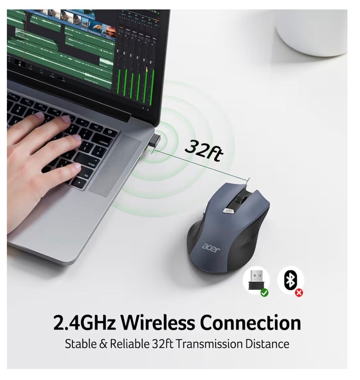 Acer Wireless Mouse OMR266 2.4GHz USB Ergonomic 7