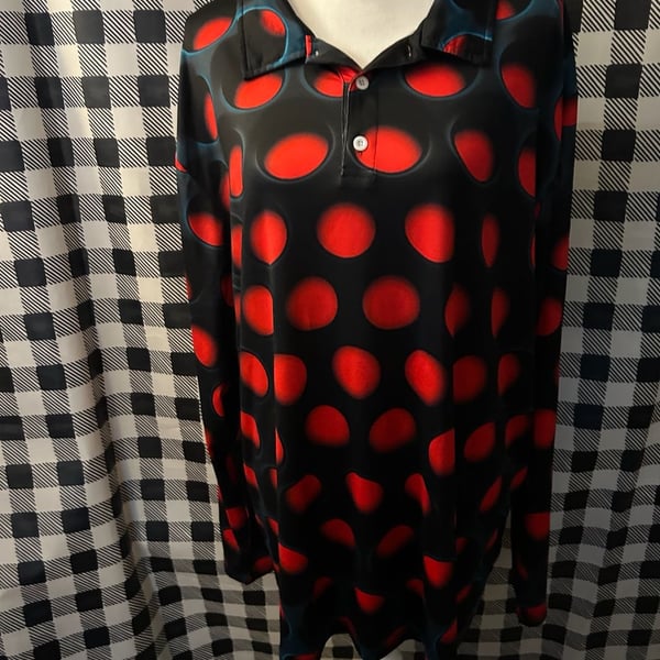 Obnoxious Golf The Perforated Long Sleeve Polo Shirt Black Red
