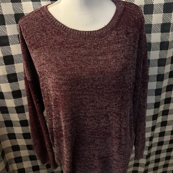 Ellen Tracy Sweater Size XL Burgundy Crew Neck Long Sleeve
