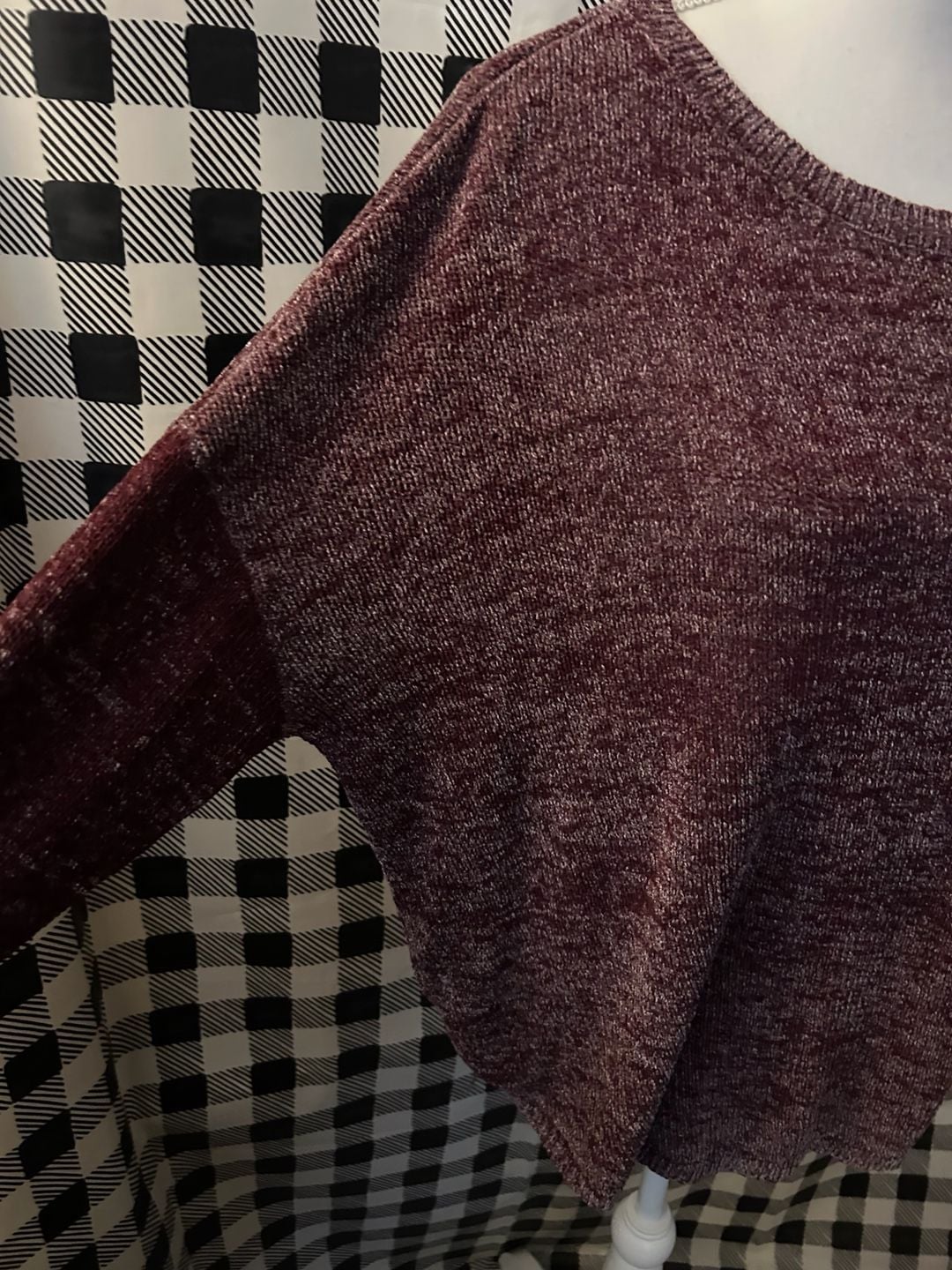 Ellen Tracy Sweater Size XL Burgundy Crew Neck Long Sleeve 3