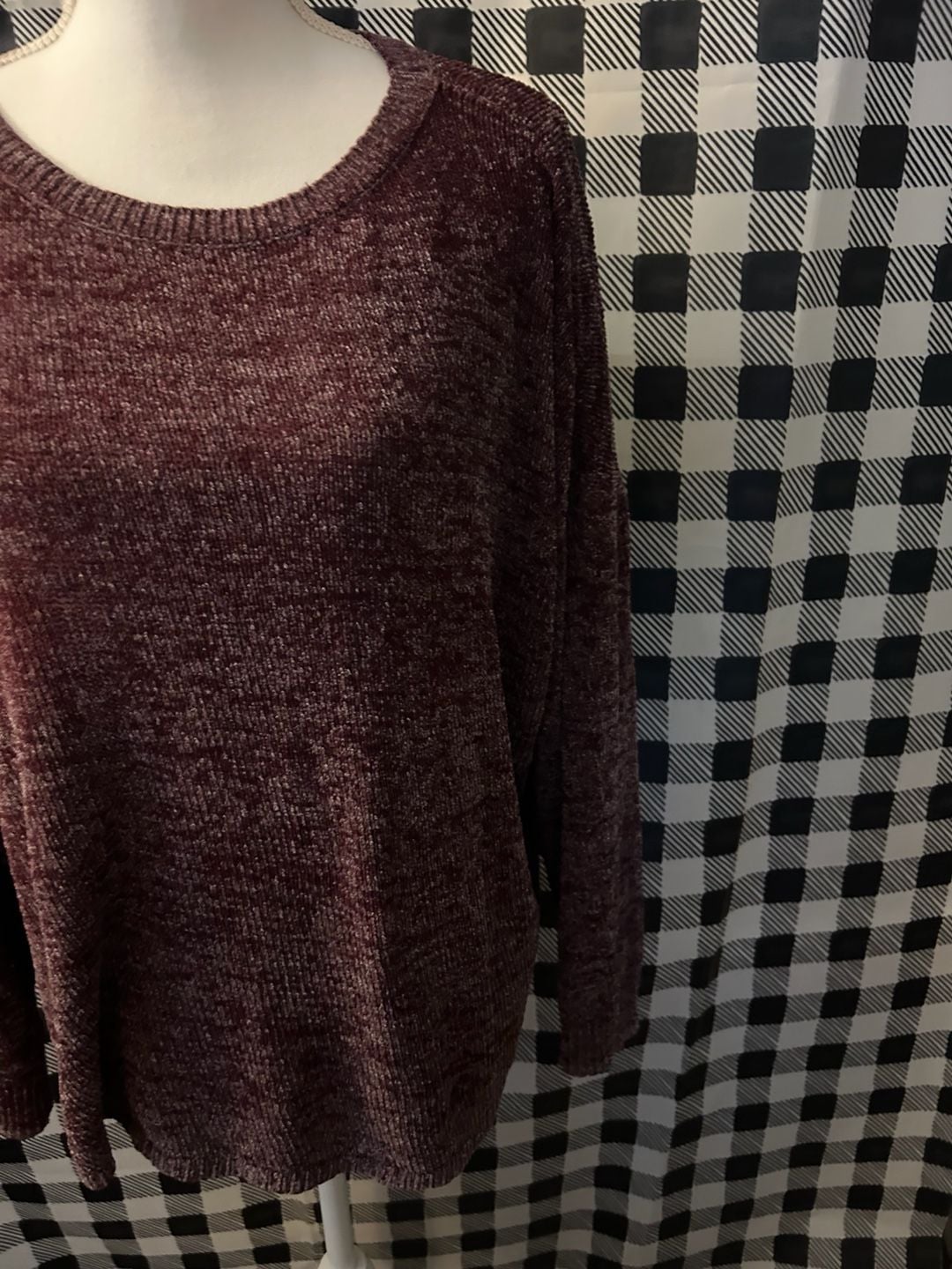 Ellen Tracy Sweater Size XL Burgundy Crew Neck Long Sleeve 5