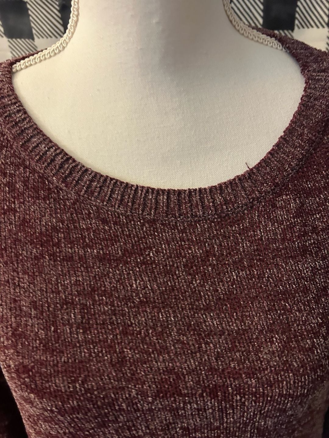 Ellen Tracy Sweater Size XL Burgundy Crew Neck Long Sleeve 6