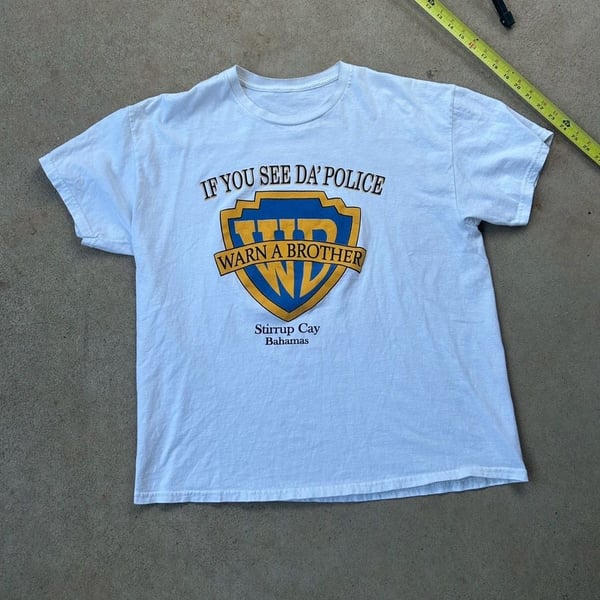Warner Bros If You See Da Police Warn A Brother T-Shirt White Vintage
