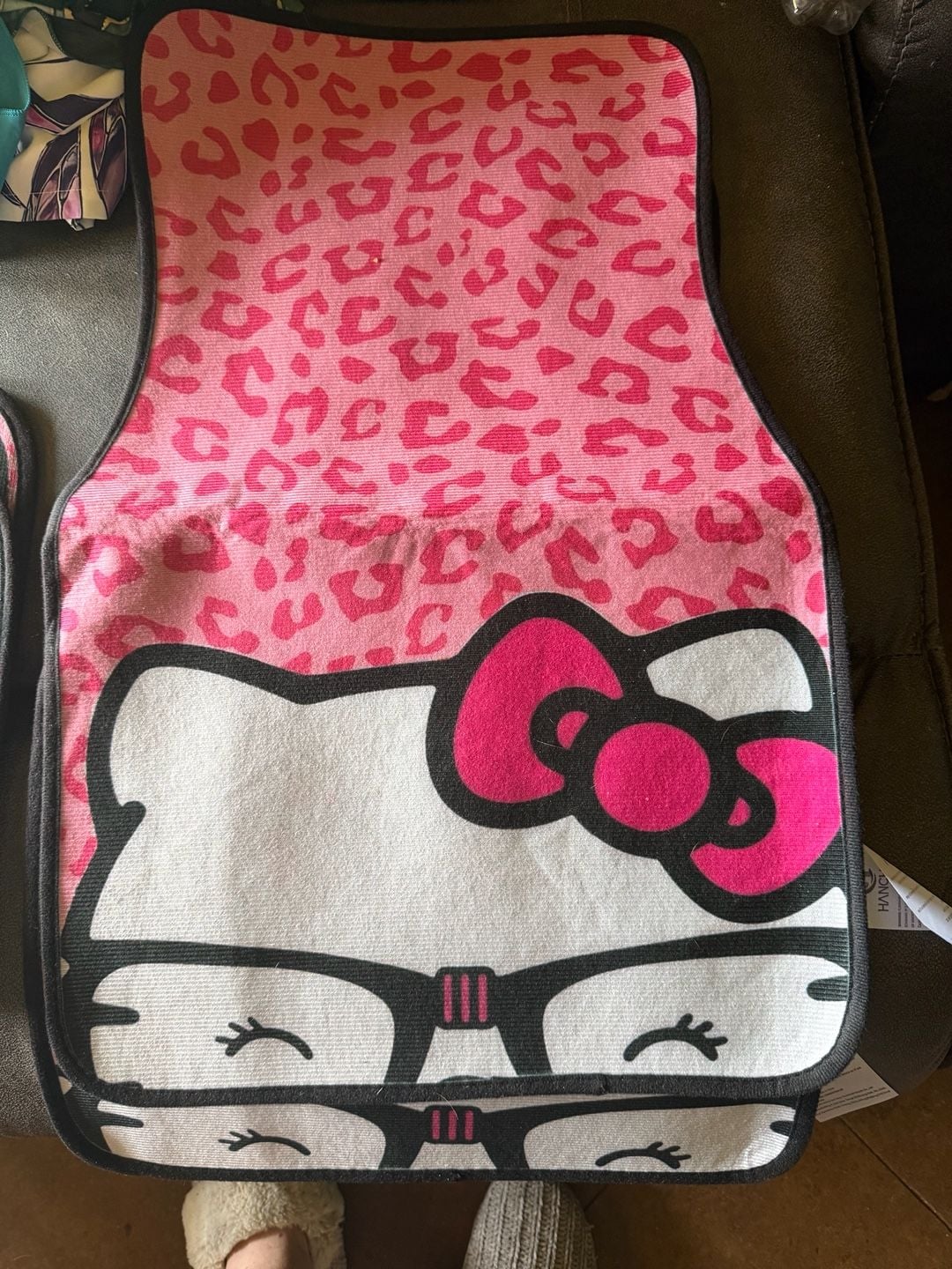 Hanchen Hello Kitty Car Seat Mats Set Pink Leopard Glasses 1