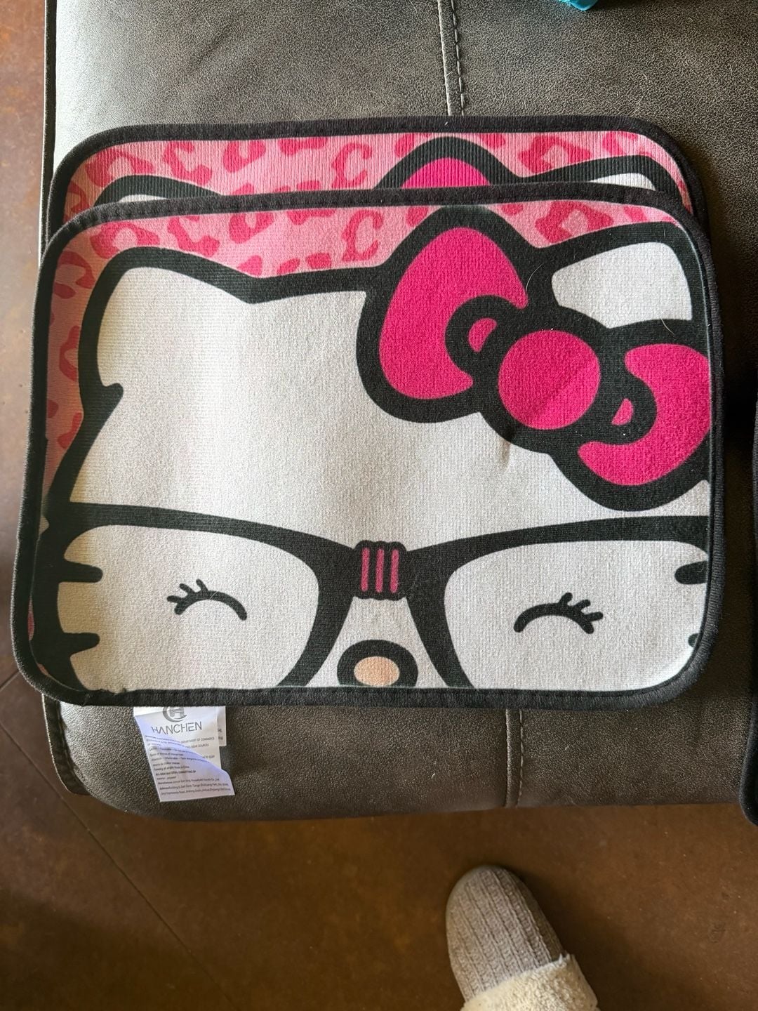 Hanchen Hello Kitty Car Seat Mats Set Pink Leopard Glasses 3