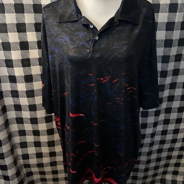 Obnoxious Golf The Lava Polo Shirt Black Red Blue Golf Polo