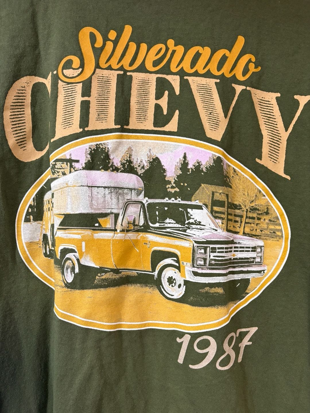 Chemistry Chevrolet Trucks 1987 Silverado T-Shirt Size M Olive Green Graphic 6