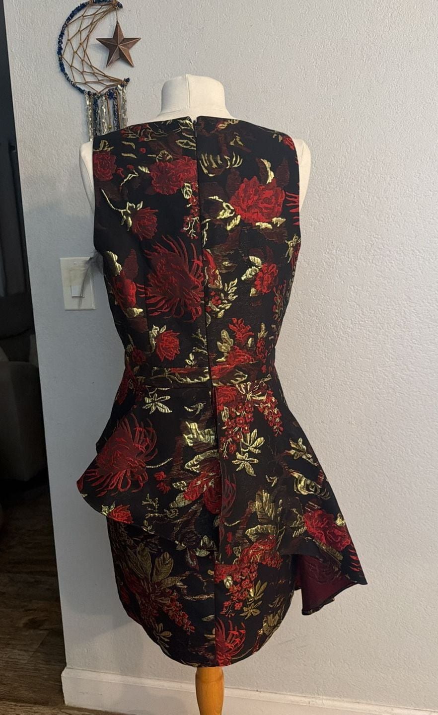 Rachel Roy Binx Dress Sz 2 Black Red Gold Floral Brocade 6
