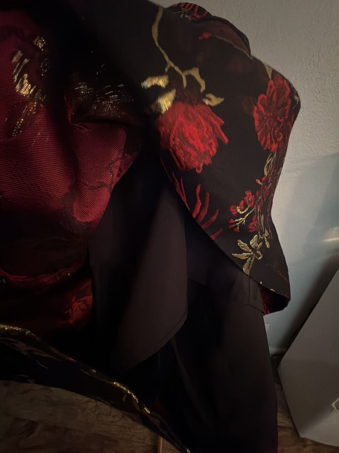 Rachel Roy Binx Dress Sz 2 Black Red Gold Floral Brocade 11