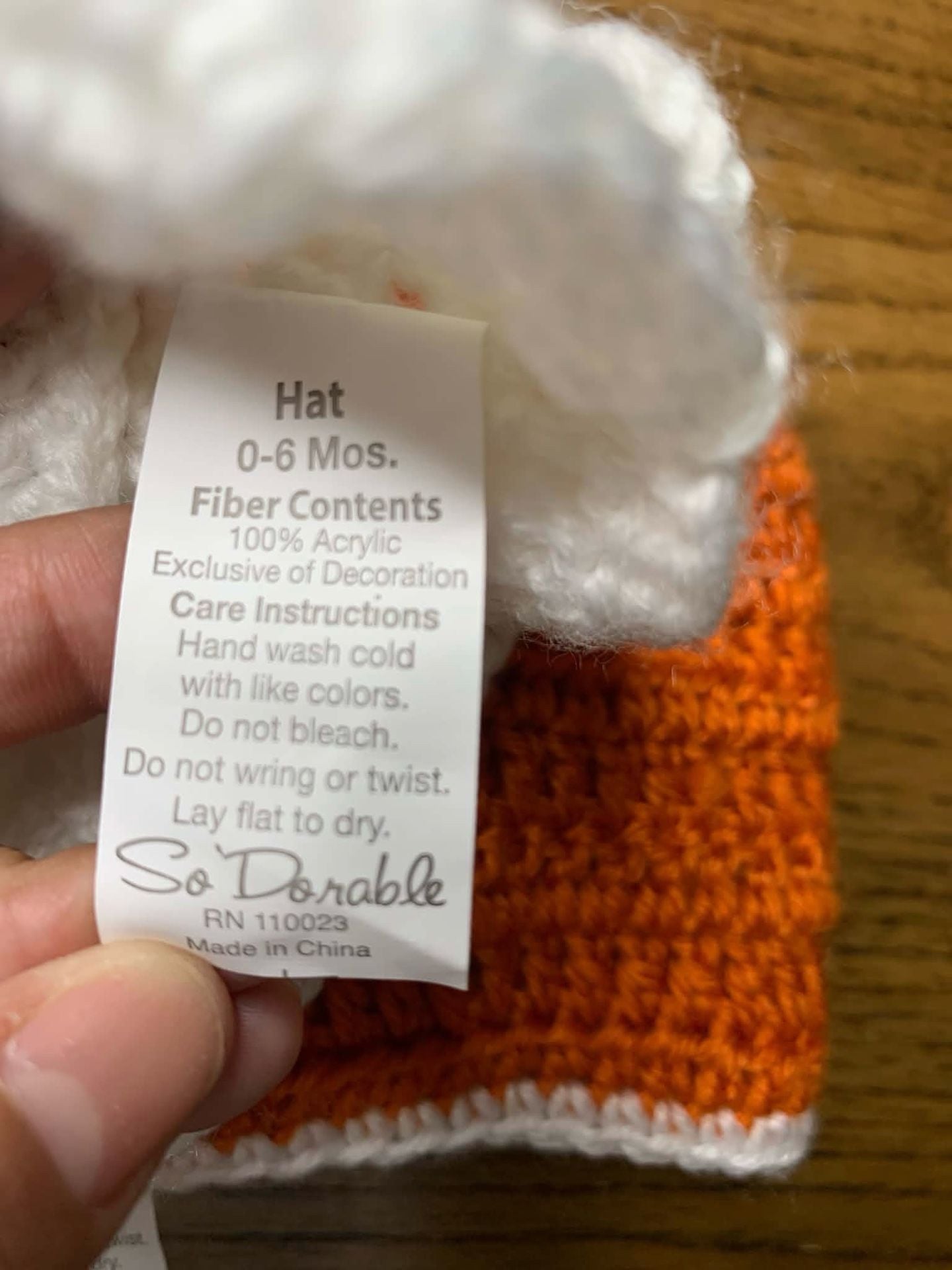 So Dorable Fox Hat and Diaper Cover Size 0-6 Mos Orange Crochet 4