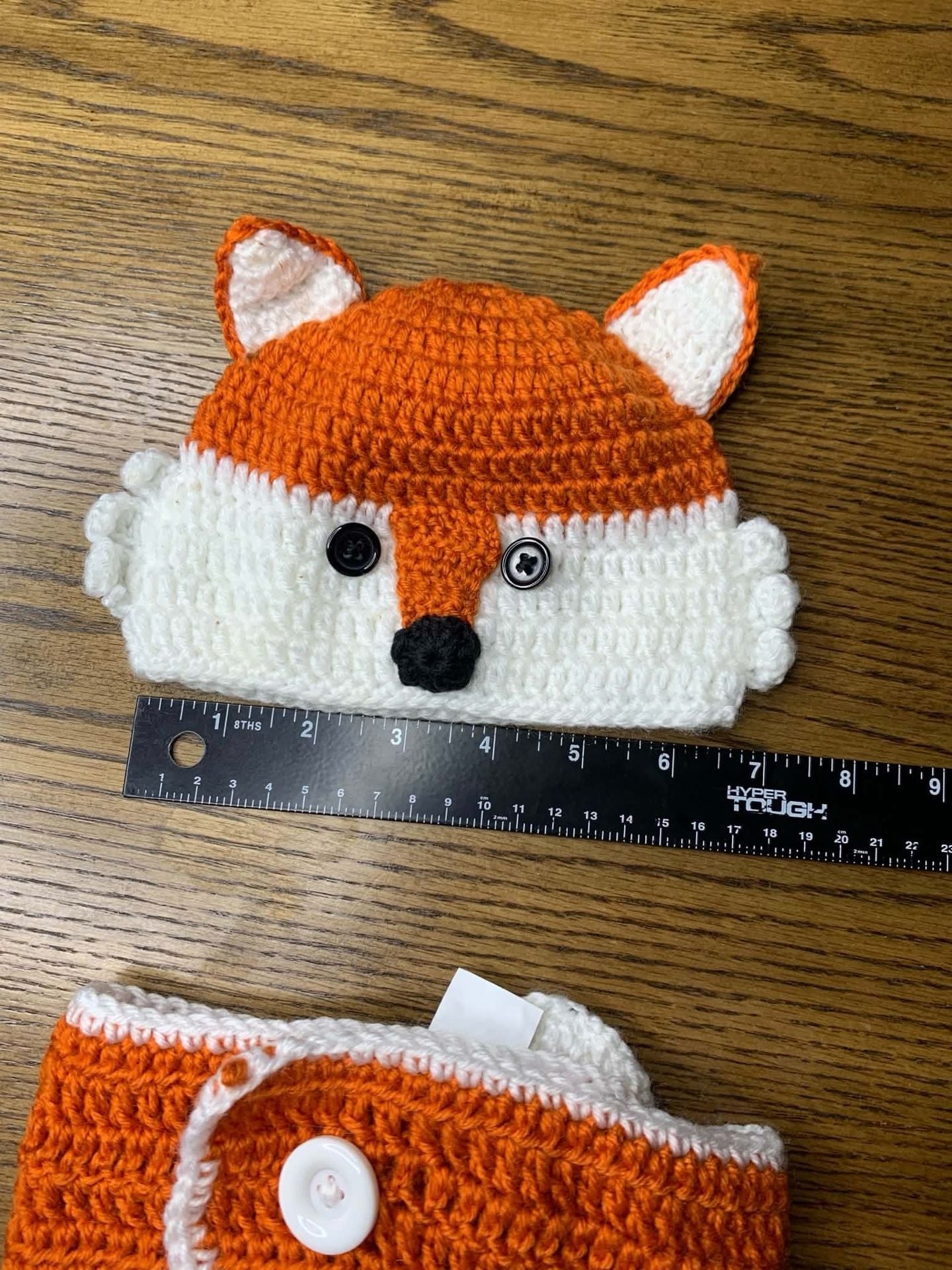 So Dorable Fox Hat and Diaper Cover Size 0-6 Mos Orange Crochet 9