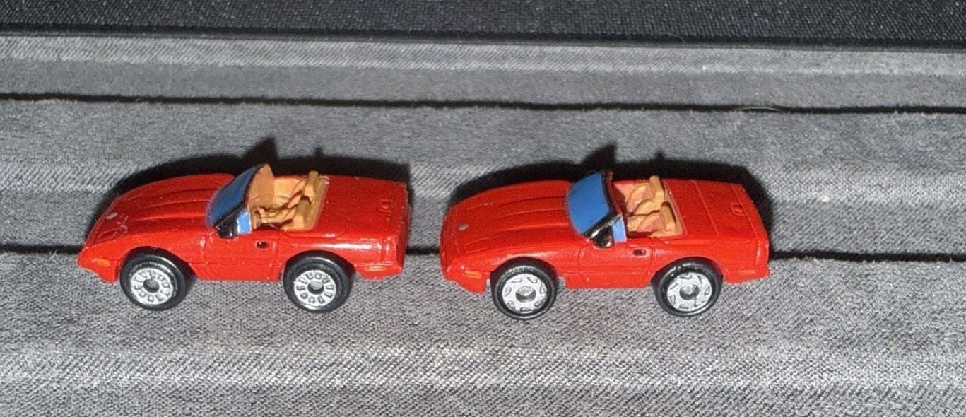 Funrise Micro Magnifiers Corvette Convertible Red Toy Car Lot of 2 1