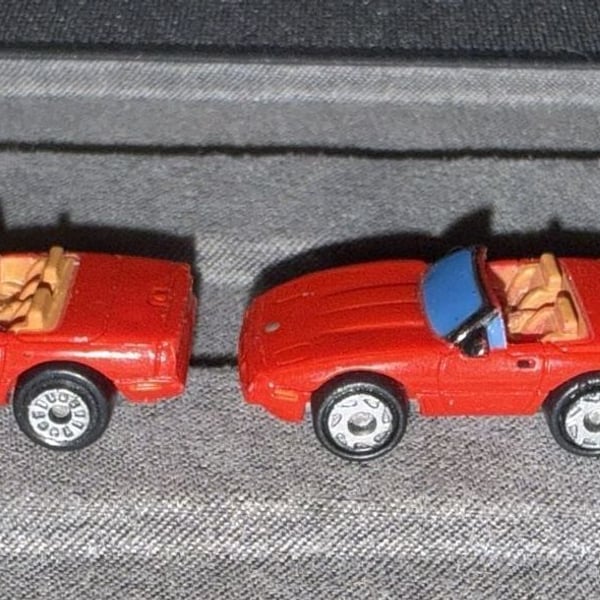 Funrise Micro Magnifiers Corvette Convertible Red Toy Car Lot of 2