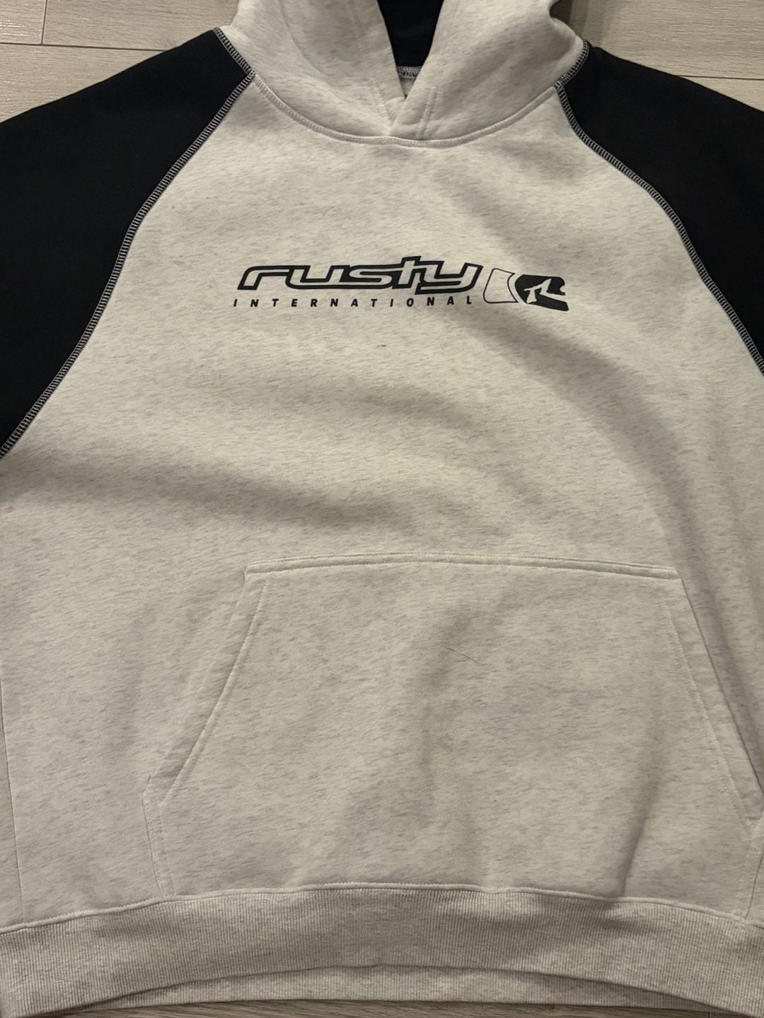 Rusty International Hoodie Size L Gray Black Logo Surf Streetwear 2