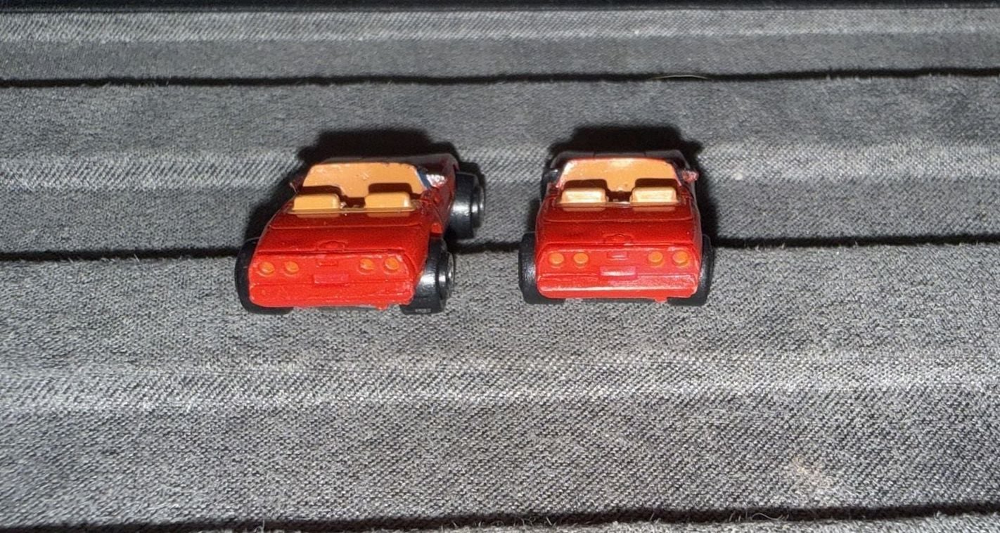 Funrise Micro Magnifiers Corvette Convertible Red Toy Car Lot of 2 4