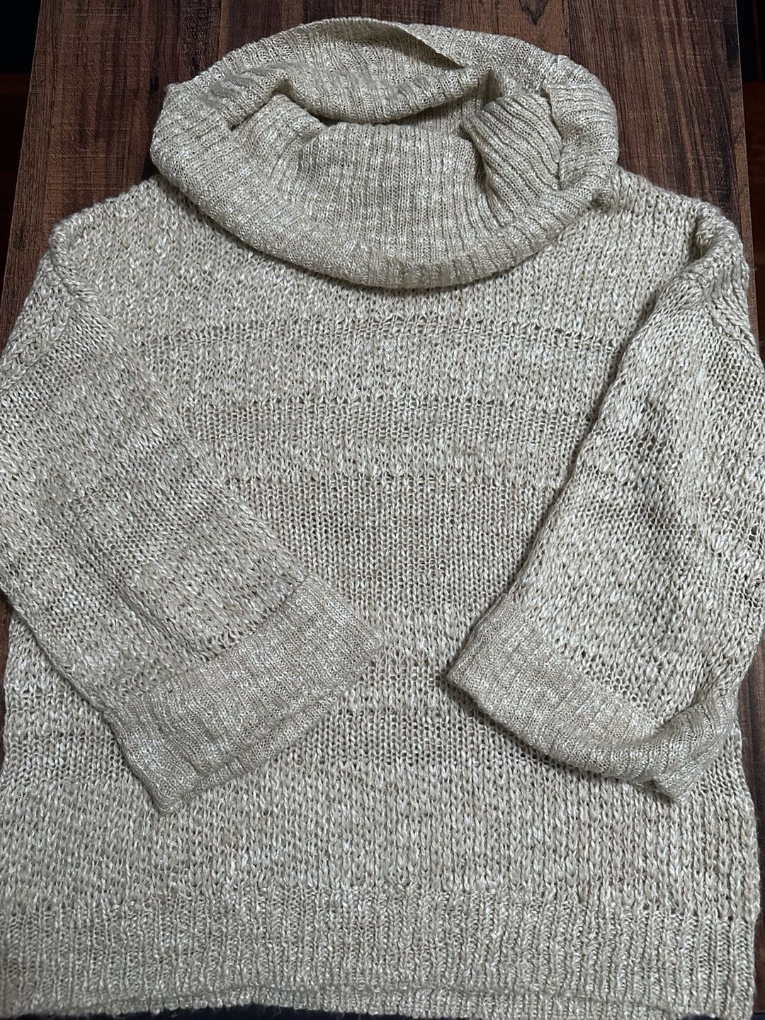 Chico's Cowl Neck Sweater Size 1 Beige Acrylic Knit 2