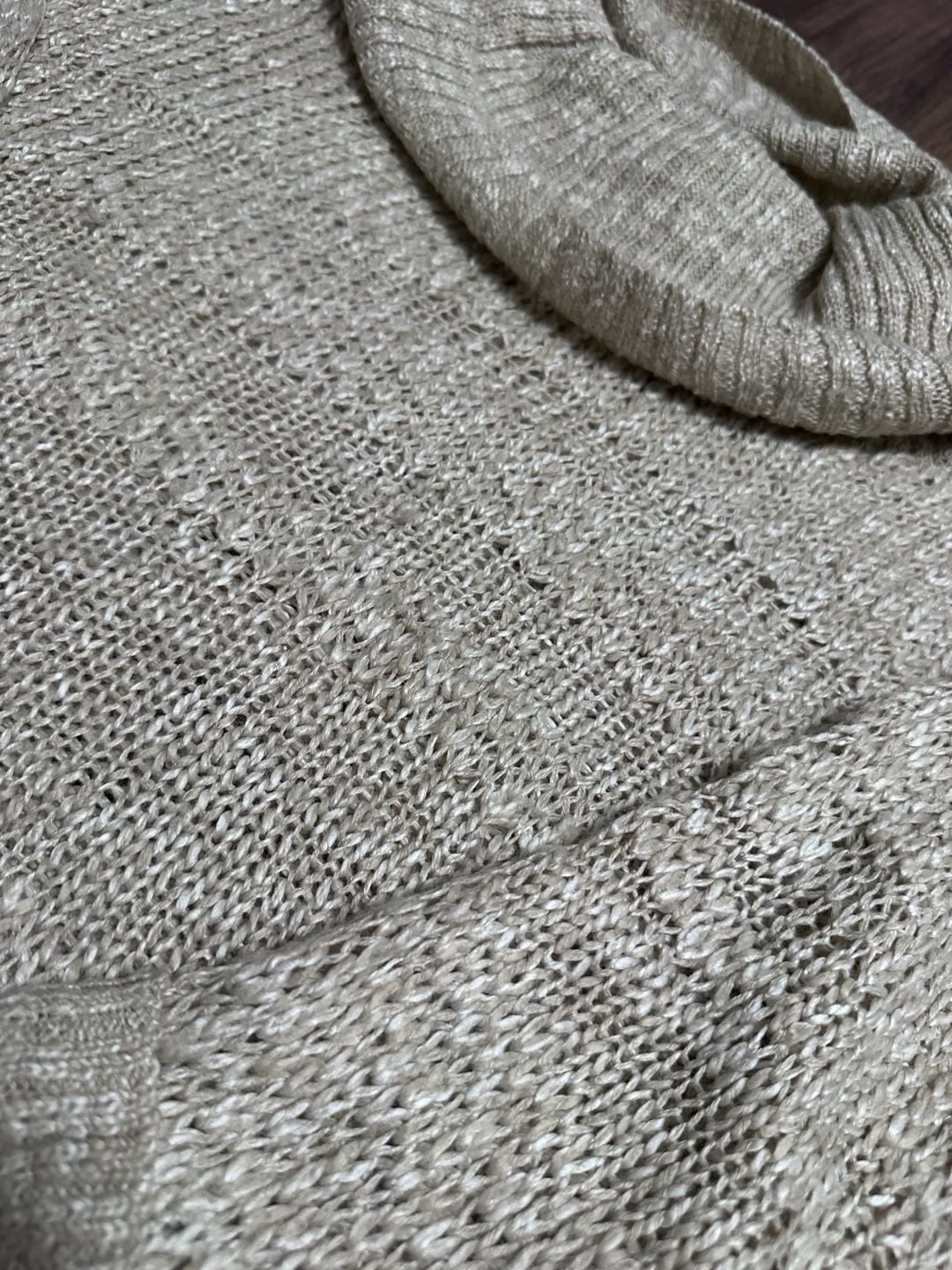 Chico's Cowl Neck Sweater Size 1 Beige Acrylic Knit 3