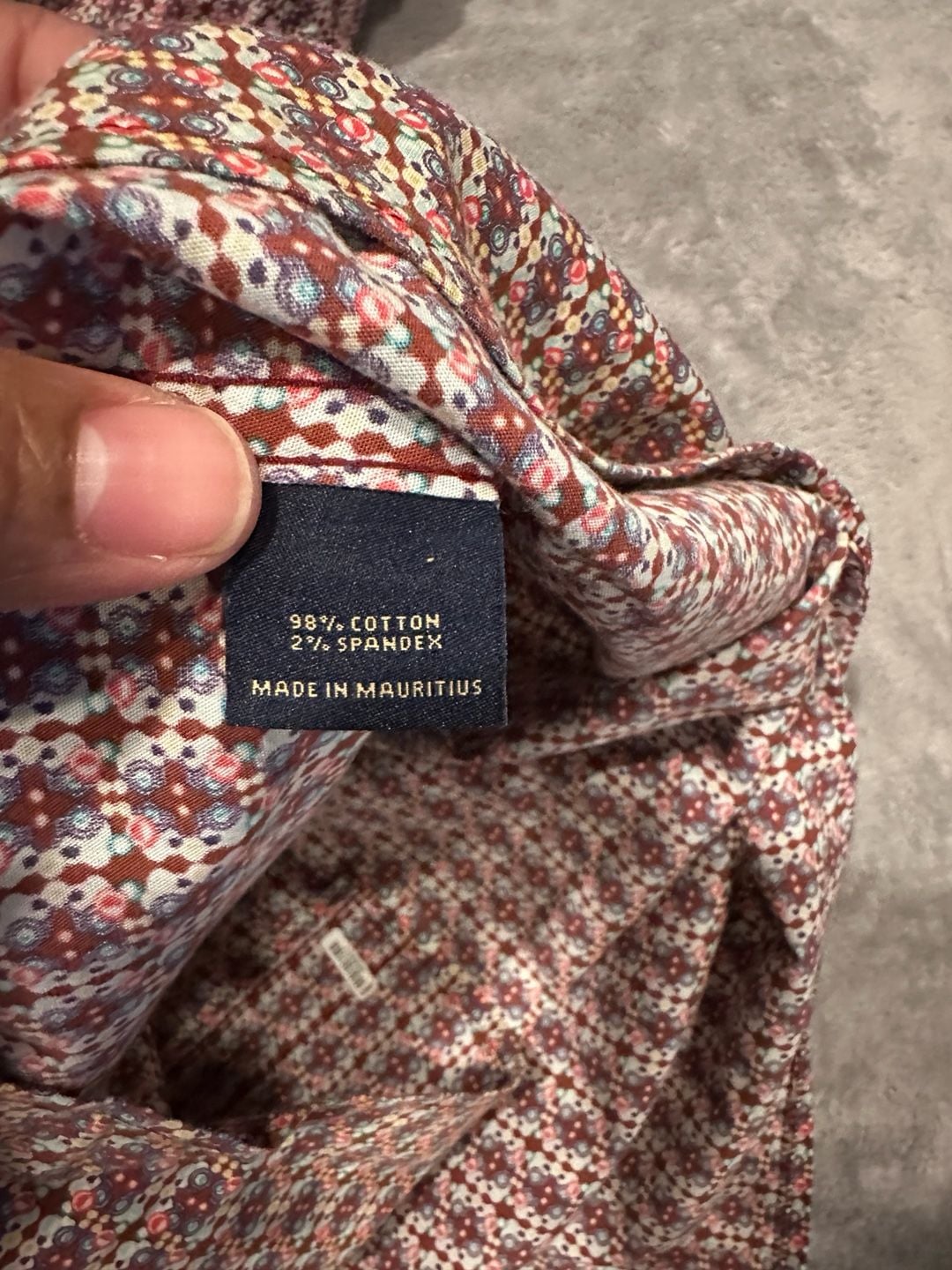 Cremieux Premium Denim Short Sleeve Shirt Geometric Burgundy 7