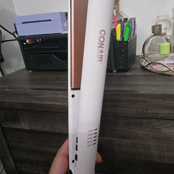 Conair Double Ceramic Flat Iron Size 1-Inch White Rose Gold