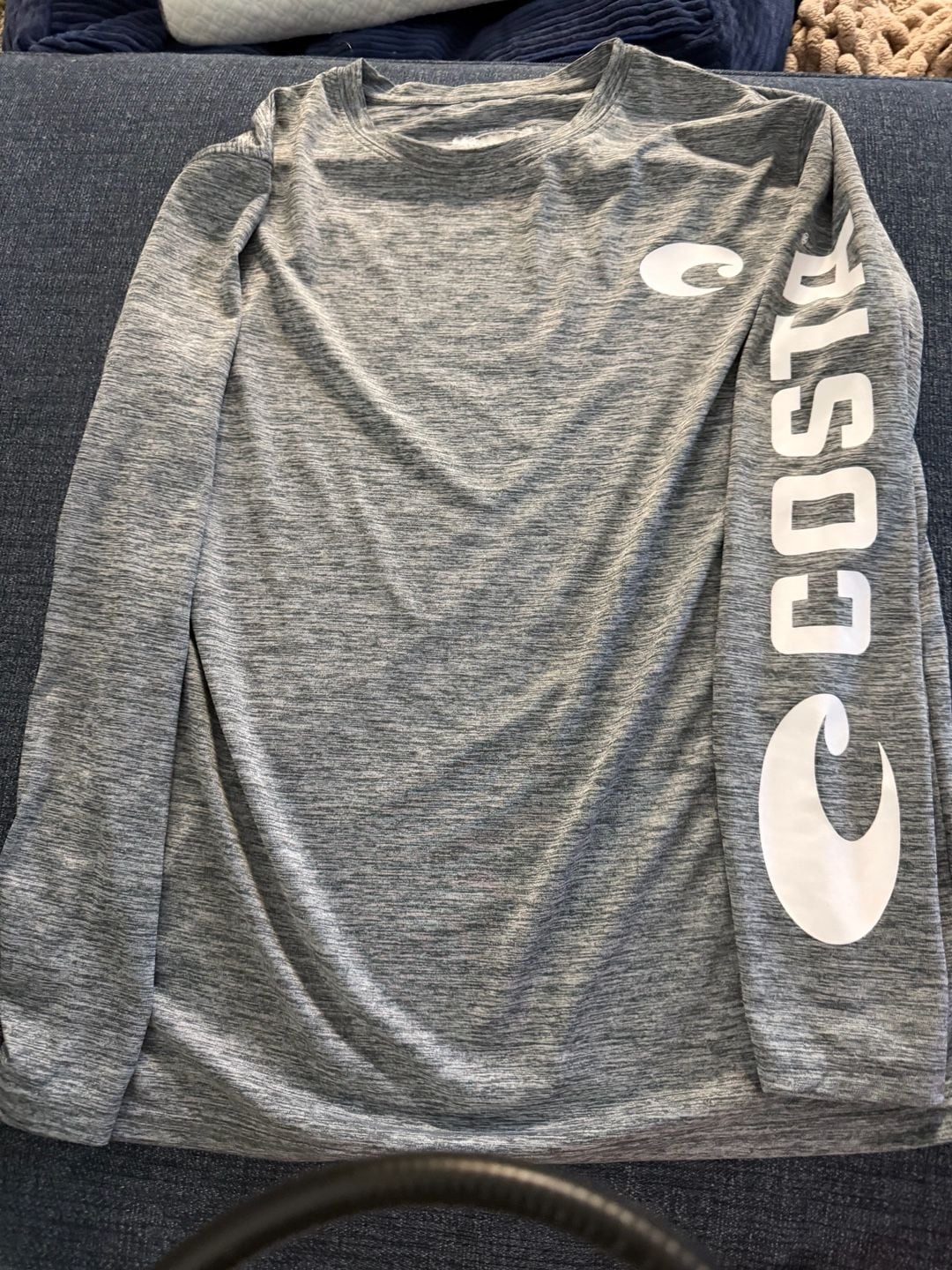 Costa Long Sleeve Technical Crew Shirt Size S Grey Heather 2