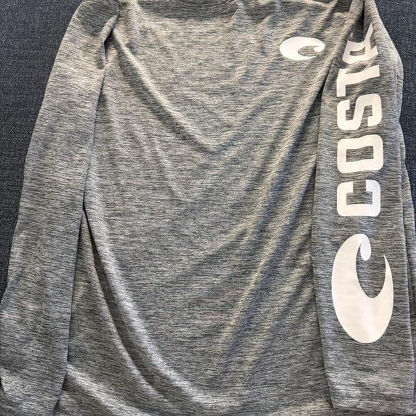 Costa Long Sleeve Technical Crew Shirt Size S Grey Heather