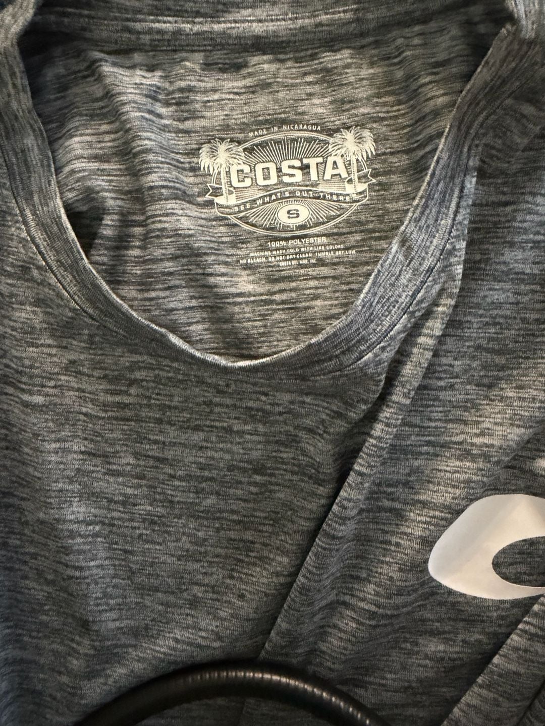 Costa Long Sleeve Technical Crew Shirt Size S Grey Heather 3