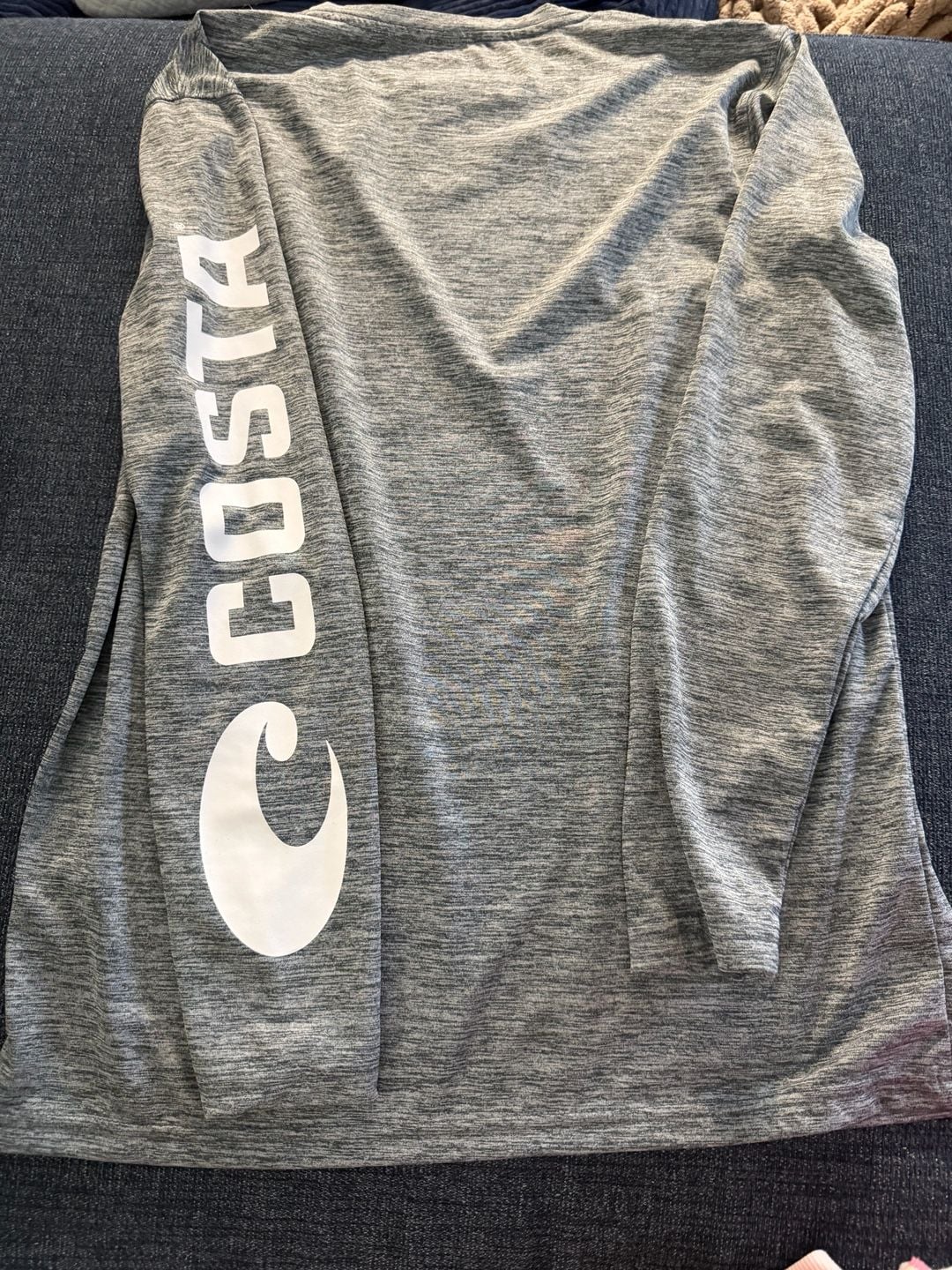 Costa Long Sleeve Technical Crew Shirt Size S Grey Heather 4
