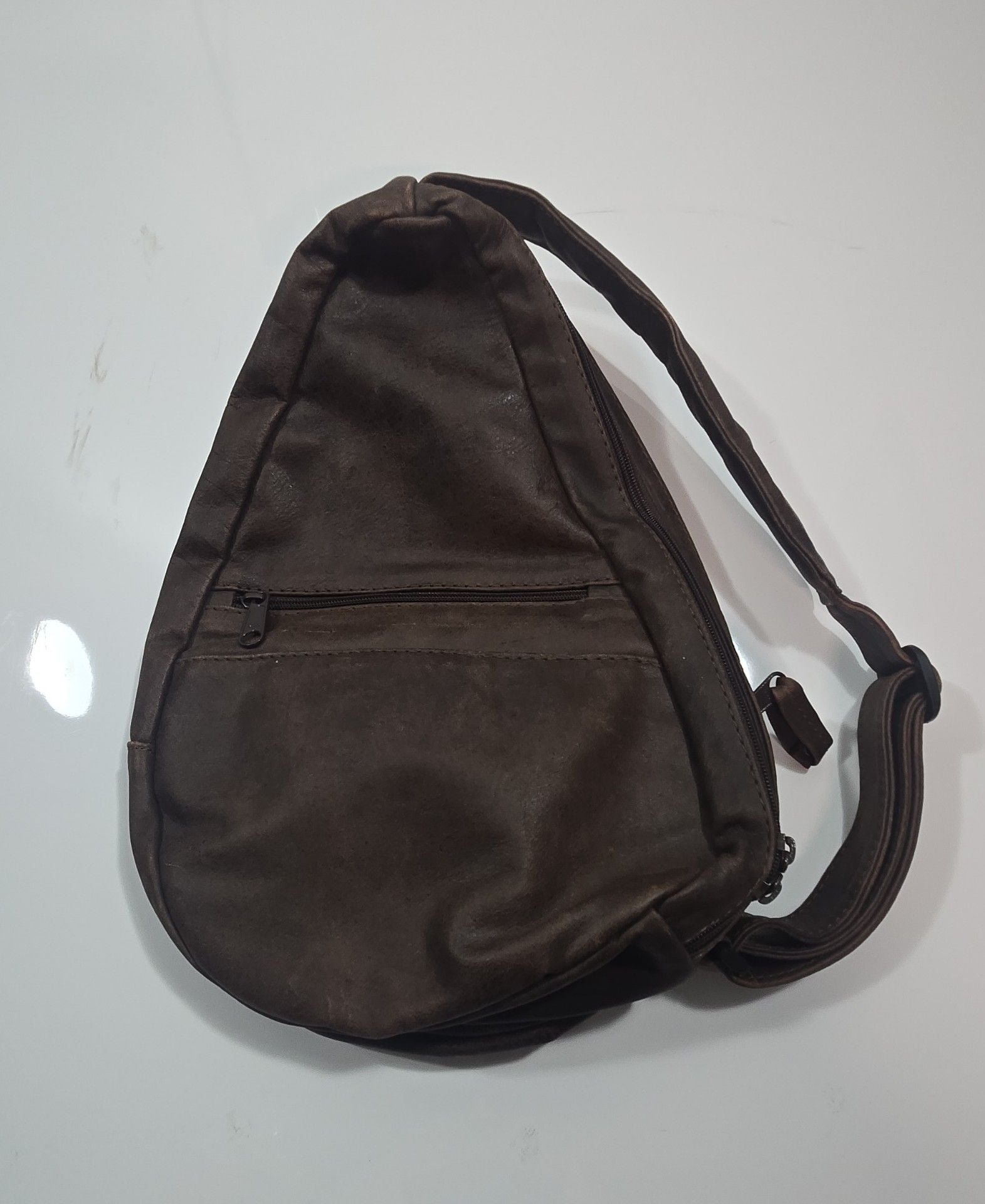 Ace Leather Goods Inc. Brown Leather Sling Backpack 3