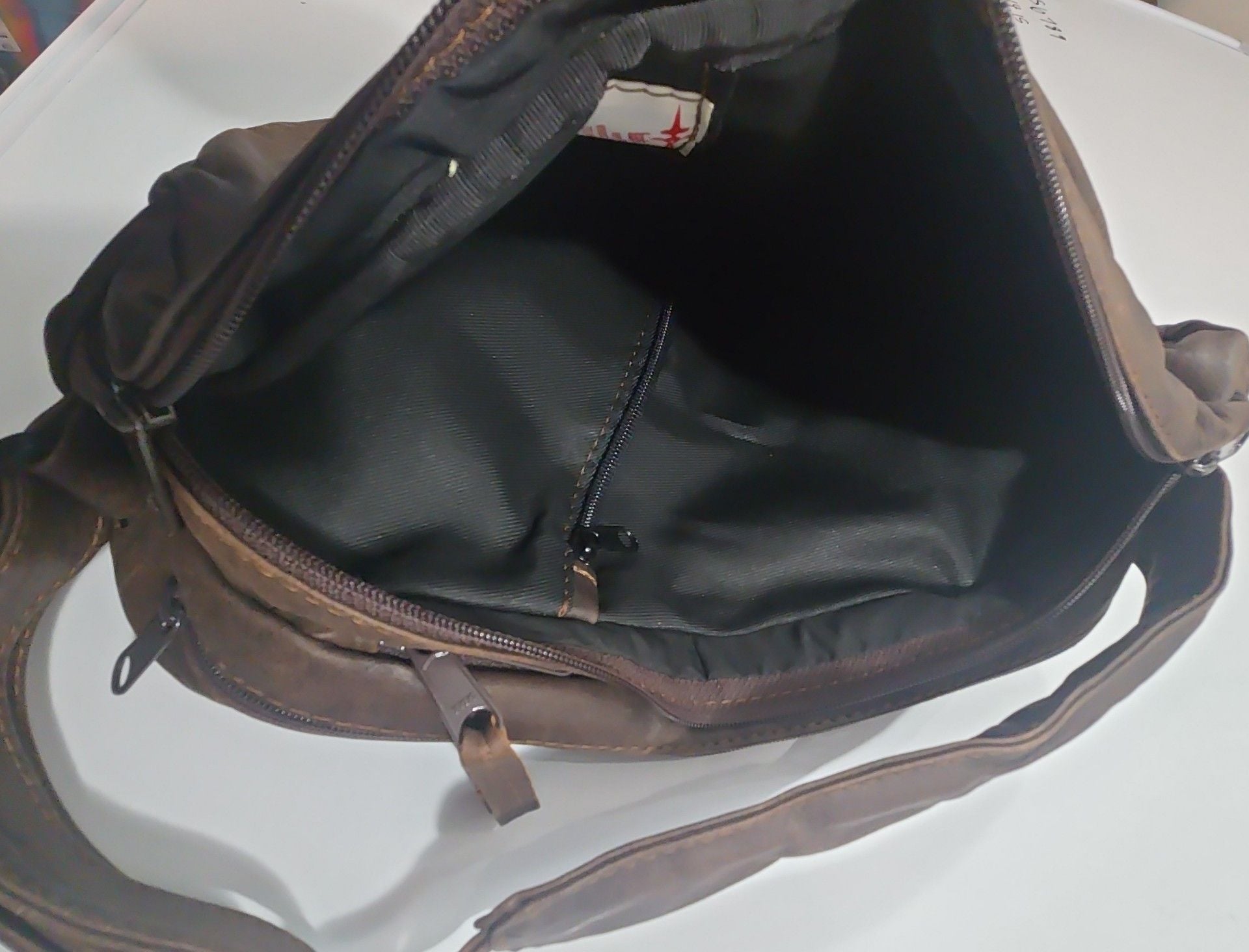 Ace Leather Goods Inc. Brown Leather Sling Backpack 4