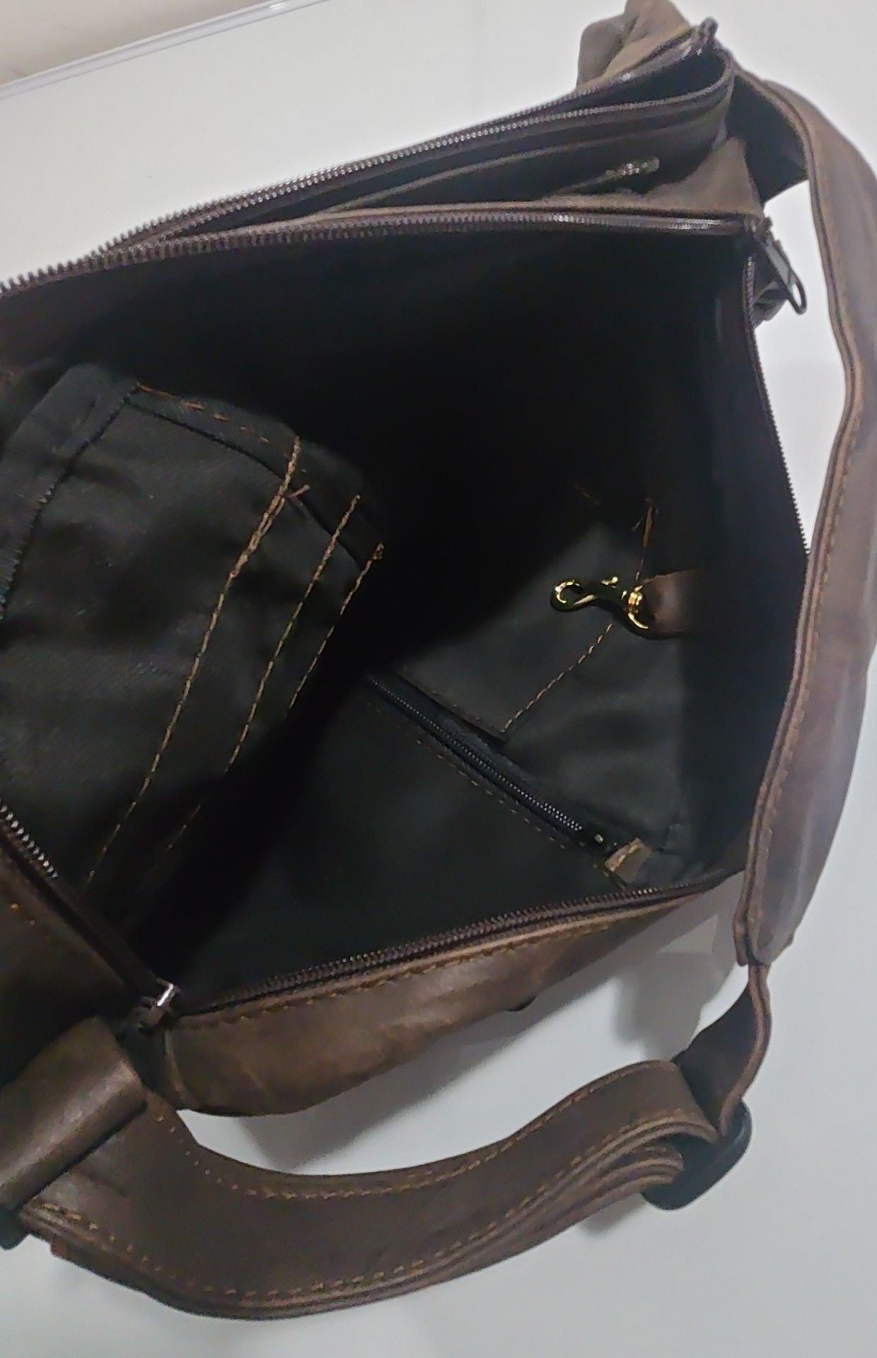 Ace Leather Goods Inc. Brown Leather Sling Backpack 7
