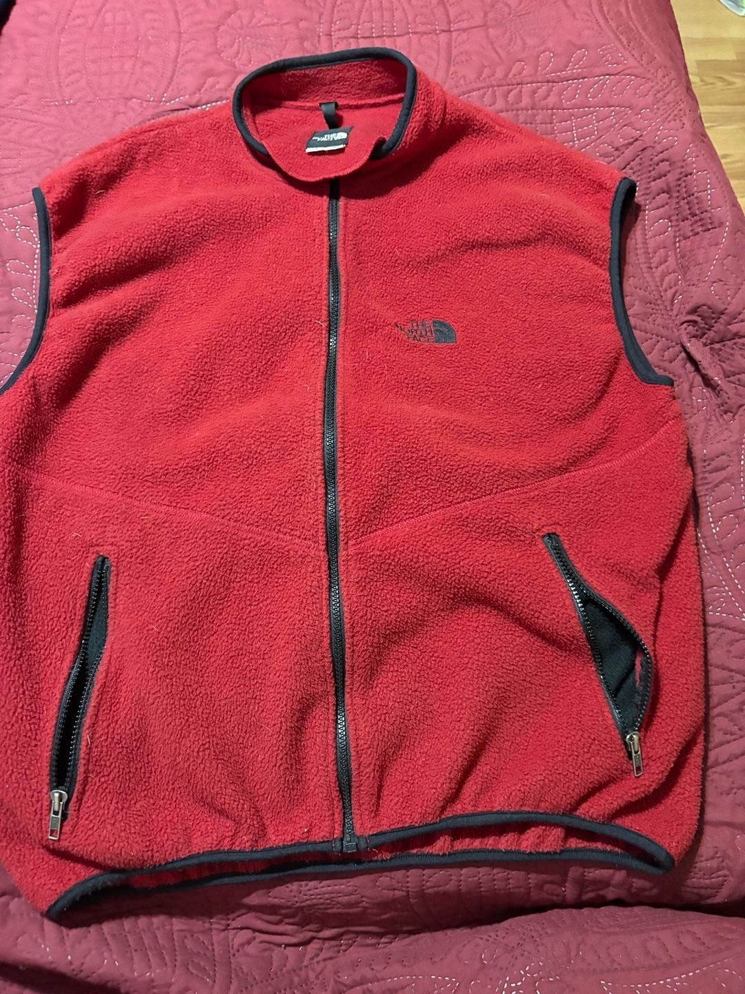 The North Face Fleece Vest Size XL Red Full Zip Vintage Made in USA 2