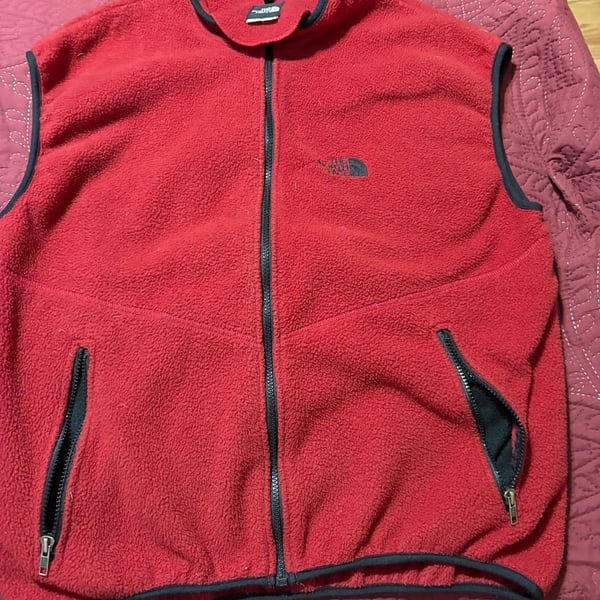 The North Face Fleece Vest Size XL Red Full Zip Vintage Made in USA