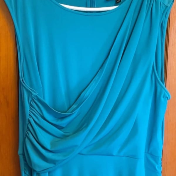 Lane Bryant Ruched Dress Size 22 Bright Blue Sleeveless Midi