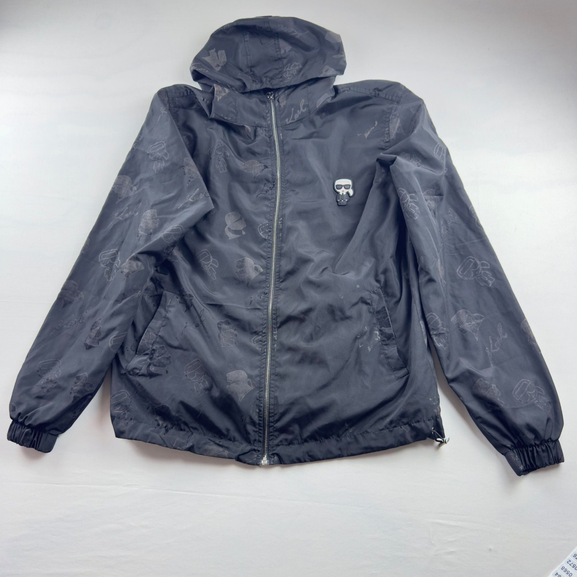 Karl Lagerfeld Karlito Monogram Hooded Windbreaker Black 2