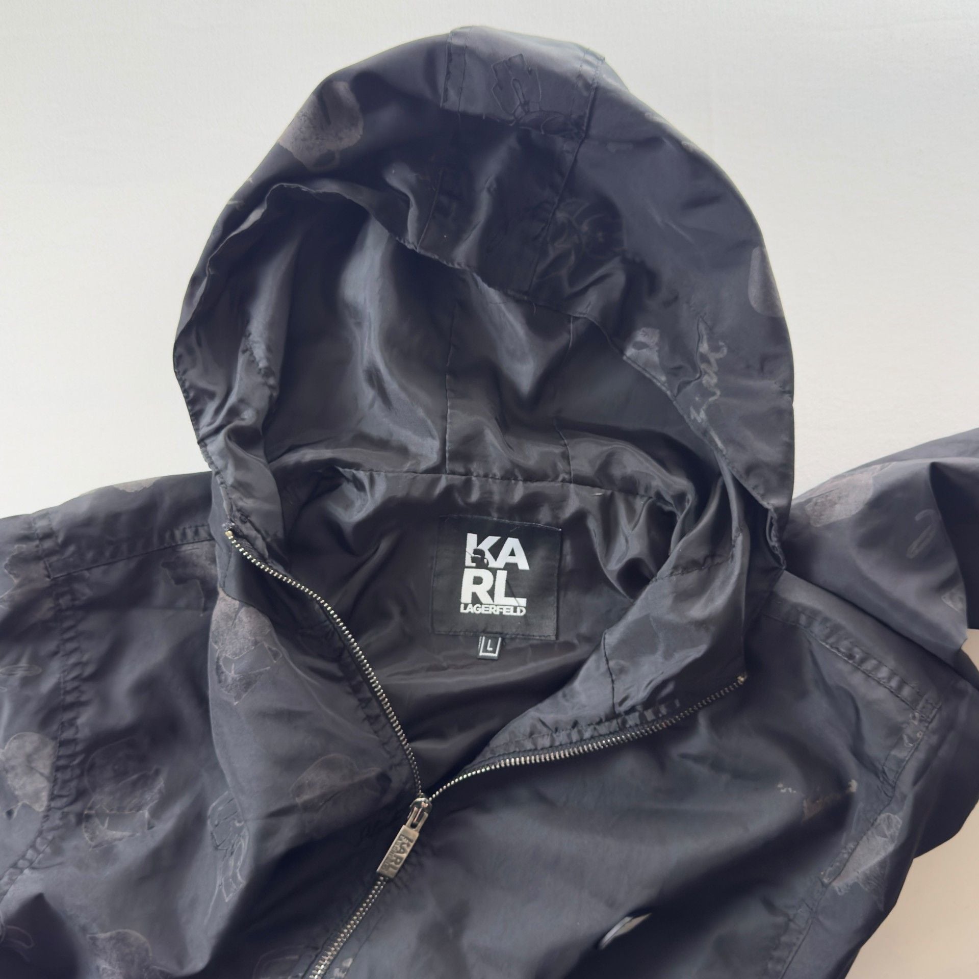 Karl Lagerfeld Karlito Monogram Hooded Windbreaker Black 3