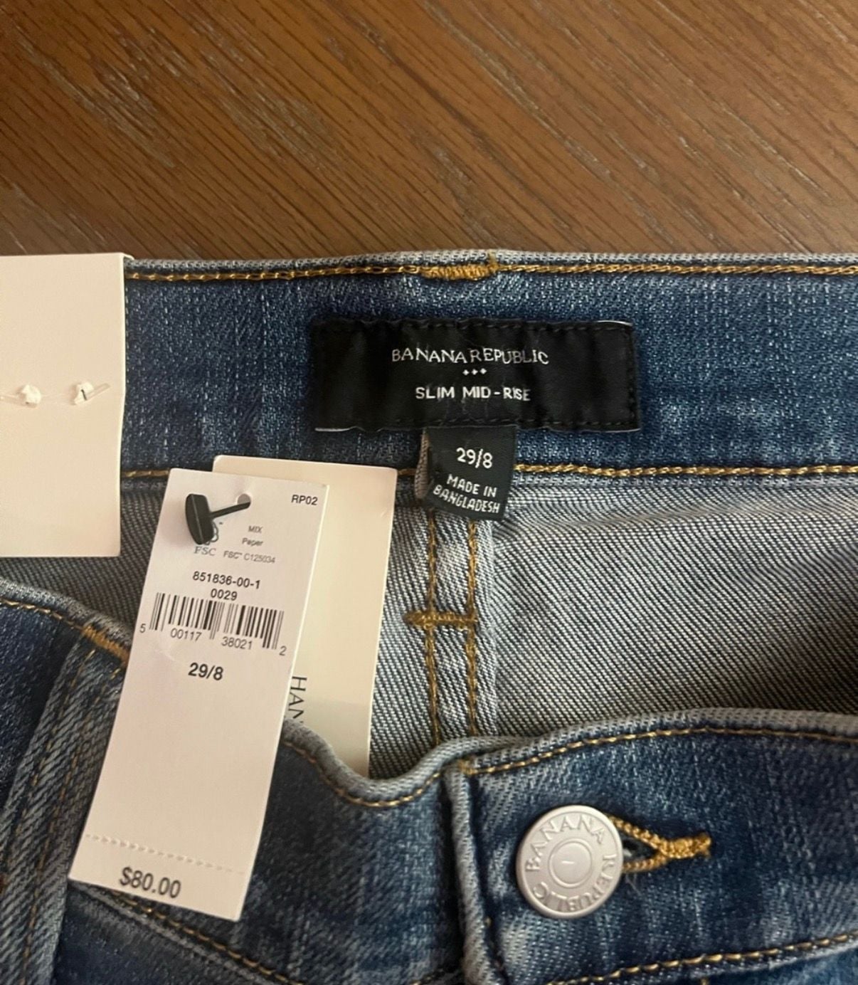 Banana Republic Slim Mid-Rise Size 29/8 Jeans Raw Hem Blue 5