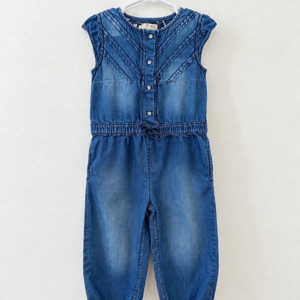 Next Denim Jumpsuit Size 2-3 Yrs 98cm Blue Cotton Sleeveless
