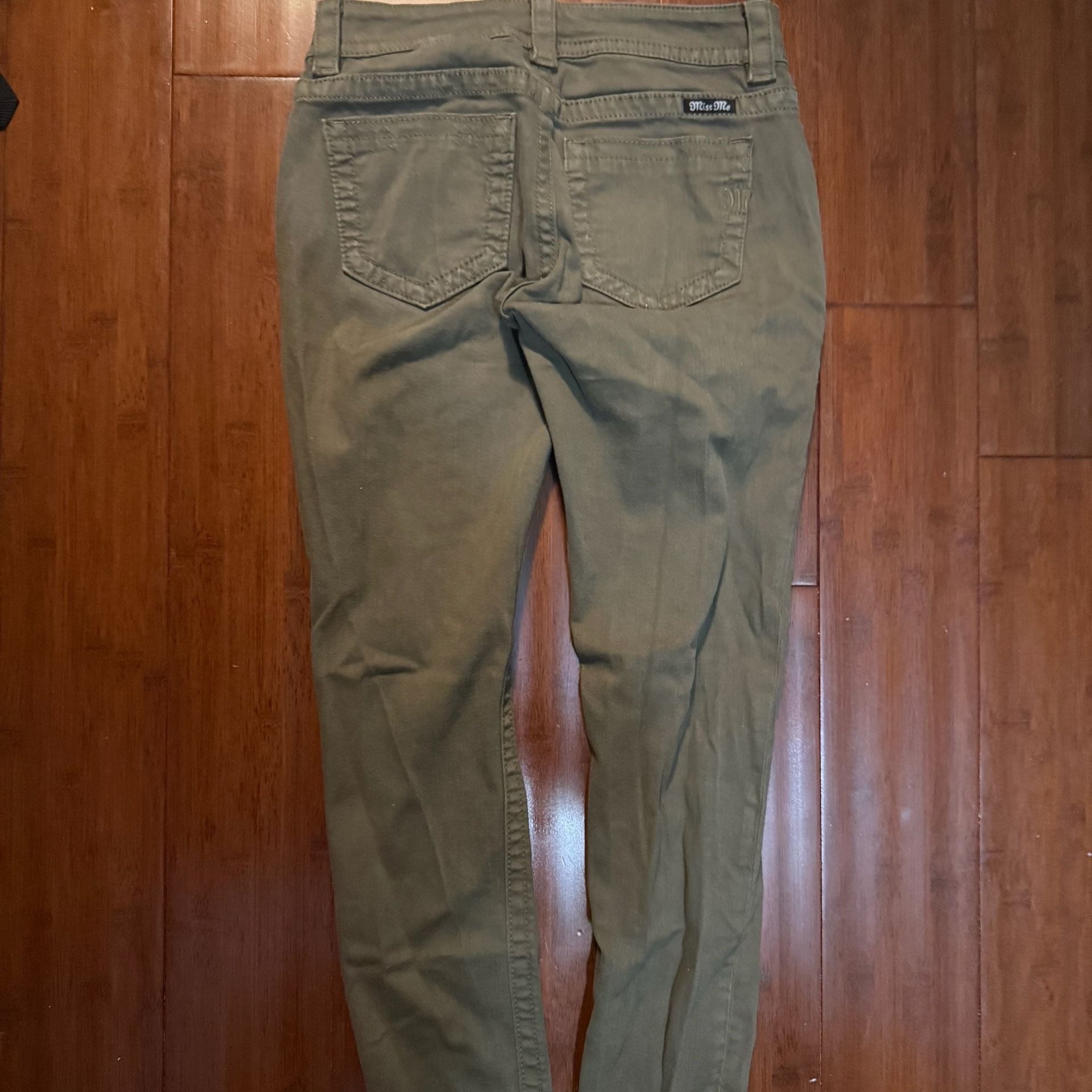 Miss Me Mid-Rise Skinny Jeans Size 26 Army Green Distressed 4