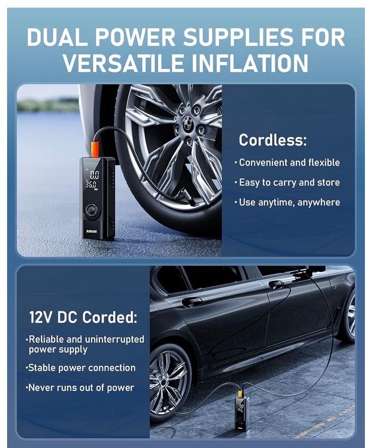Jusuox Portable Tire Inflator CZK-8842 Black Digital Display 4