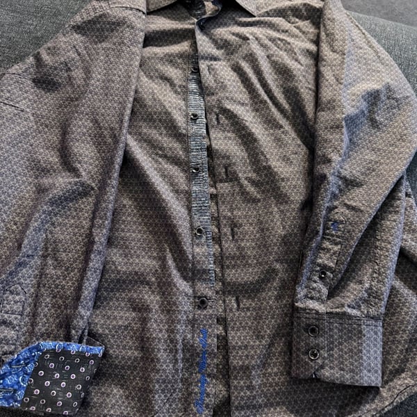 Robert Graham Shirt Size L Classic Fit Geometric Print Long Sleeve Button Up