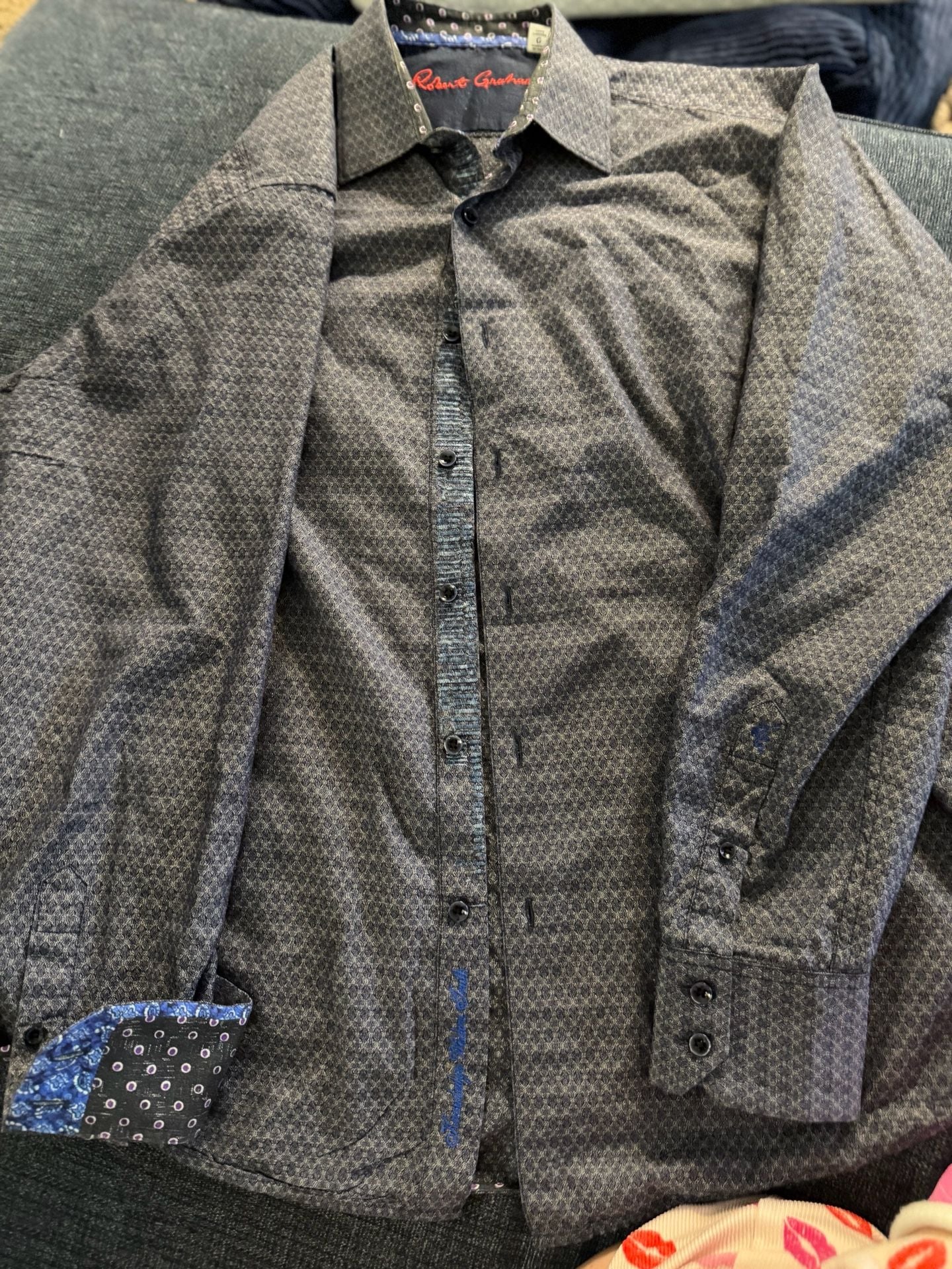 Robert Graham Shirt Size L Classic Fit Geometric Print Long Sleeve Button Up 11