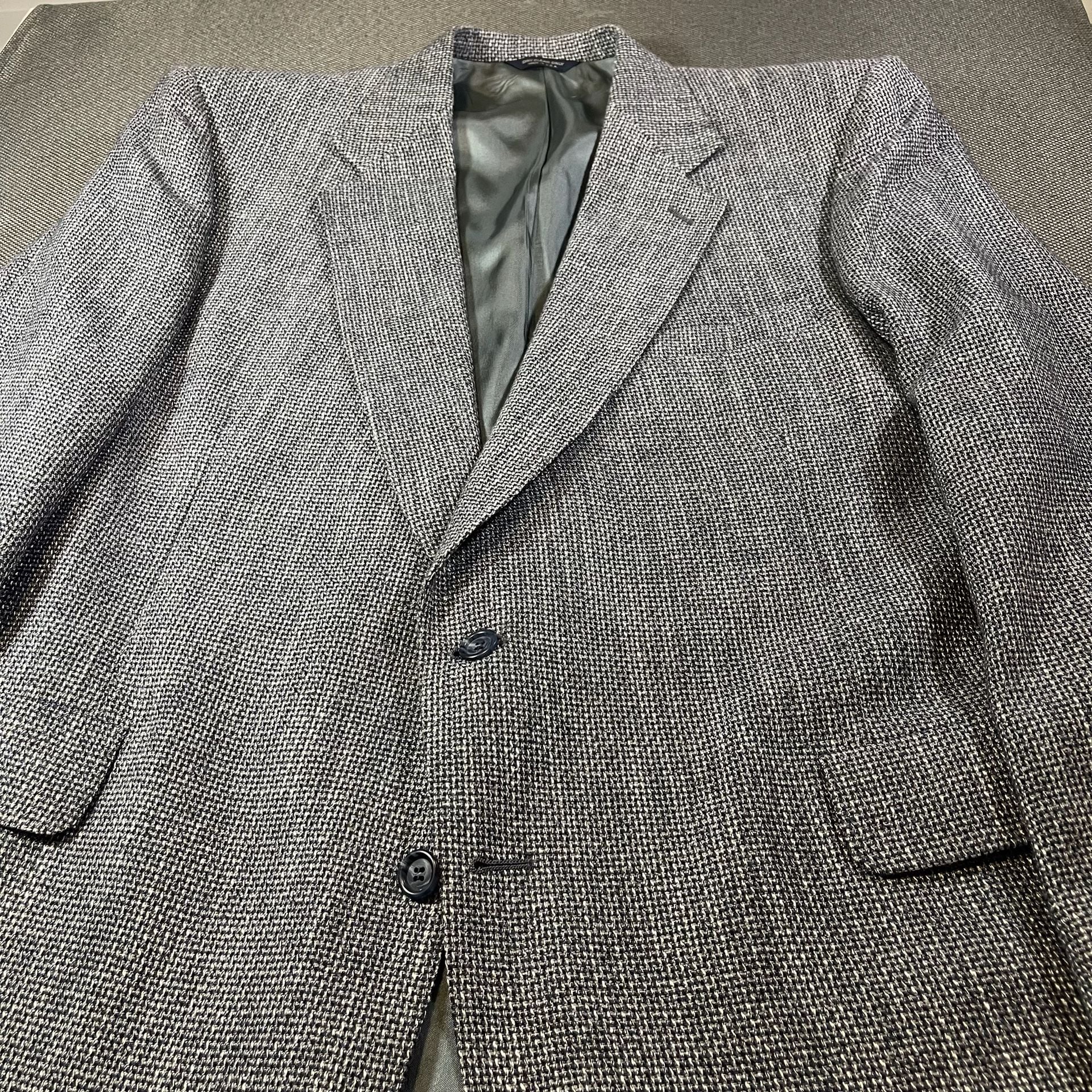 Sterling & Hunt Houndstooth Tweed Sport Coat Grey Dark Blue Blazer Jacket, 48R size 7