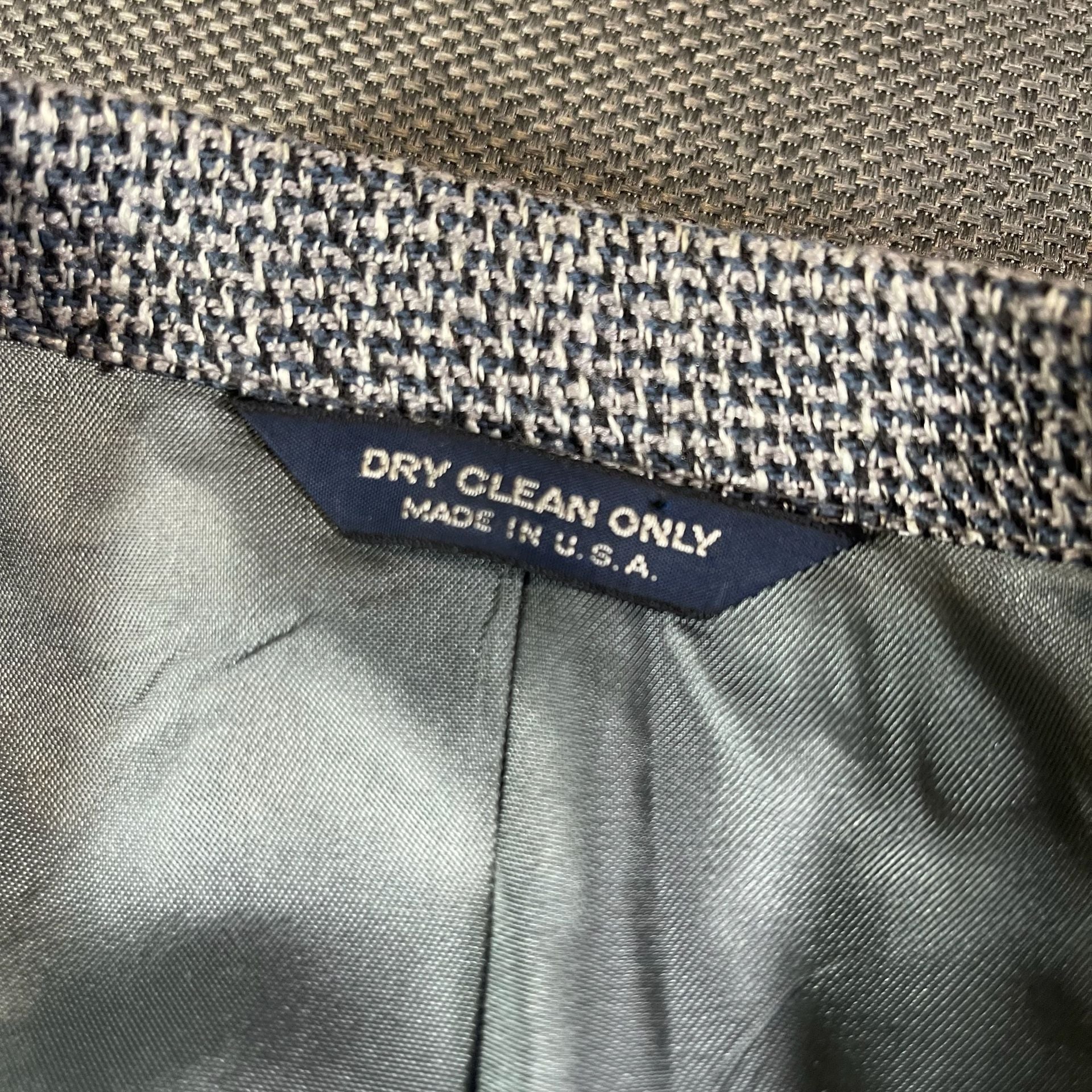 Sterling & Hunt Houndstooth Tweed Sport Coat Grey Dark Blue Blazer Jacket, 48R size 8