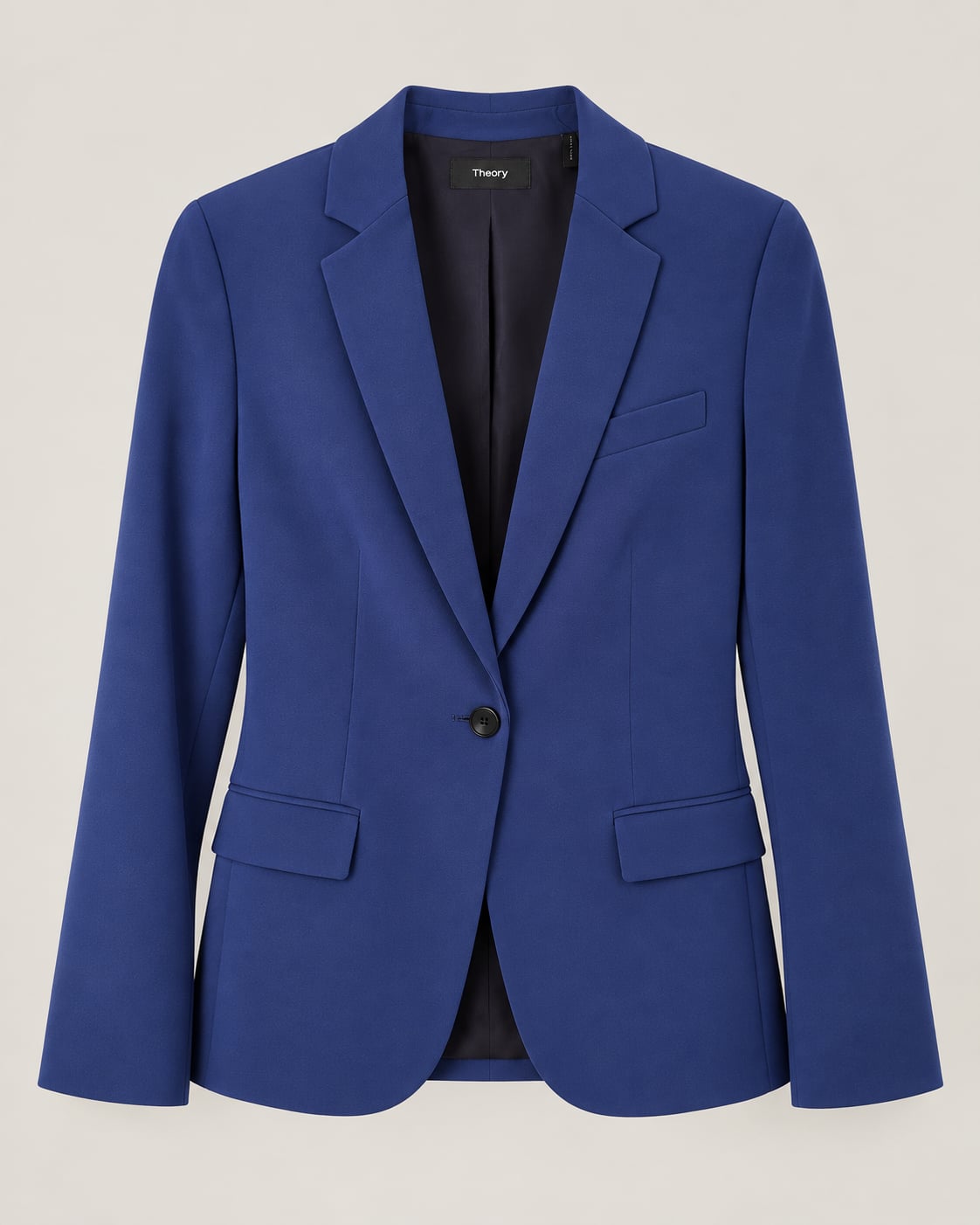 Theory Staple Blazer B Classic Crepe Indigo Blue Size 0 One Button Blazer 3
