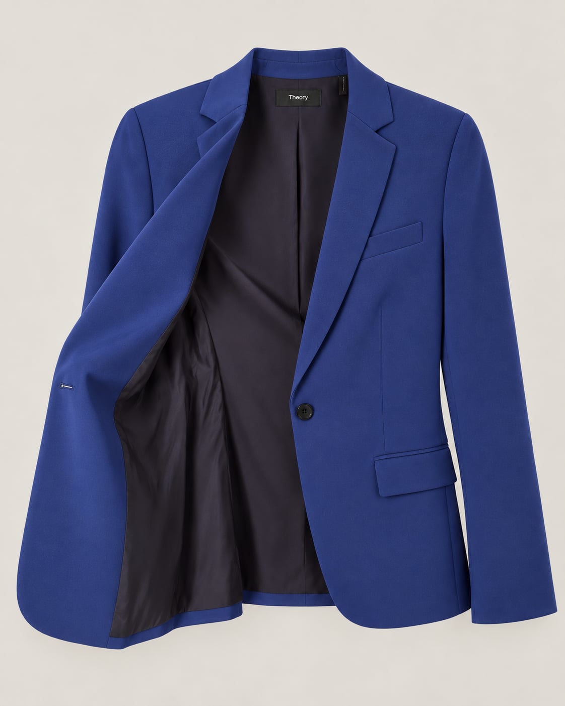 Theory Staple Blazer B Classic Crepe Indigo Blue Size 0 One Button Blazer 5