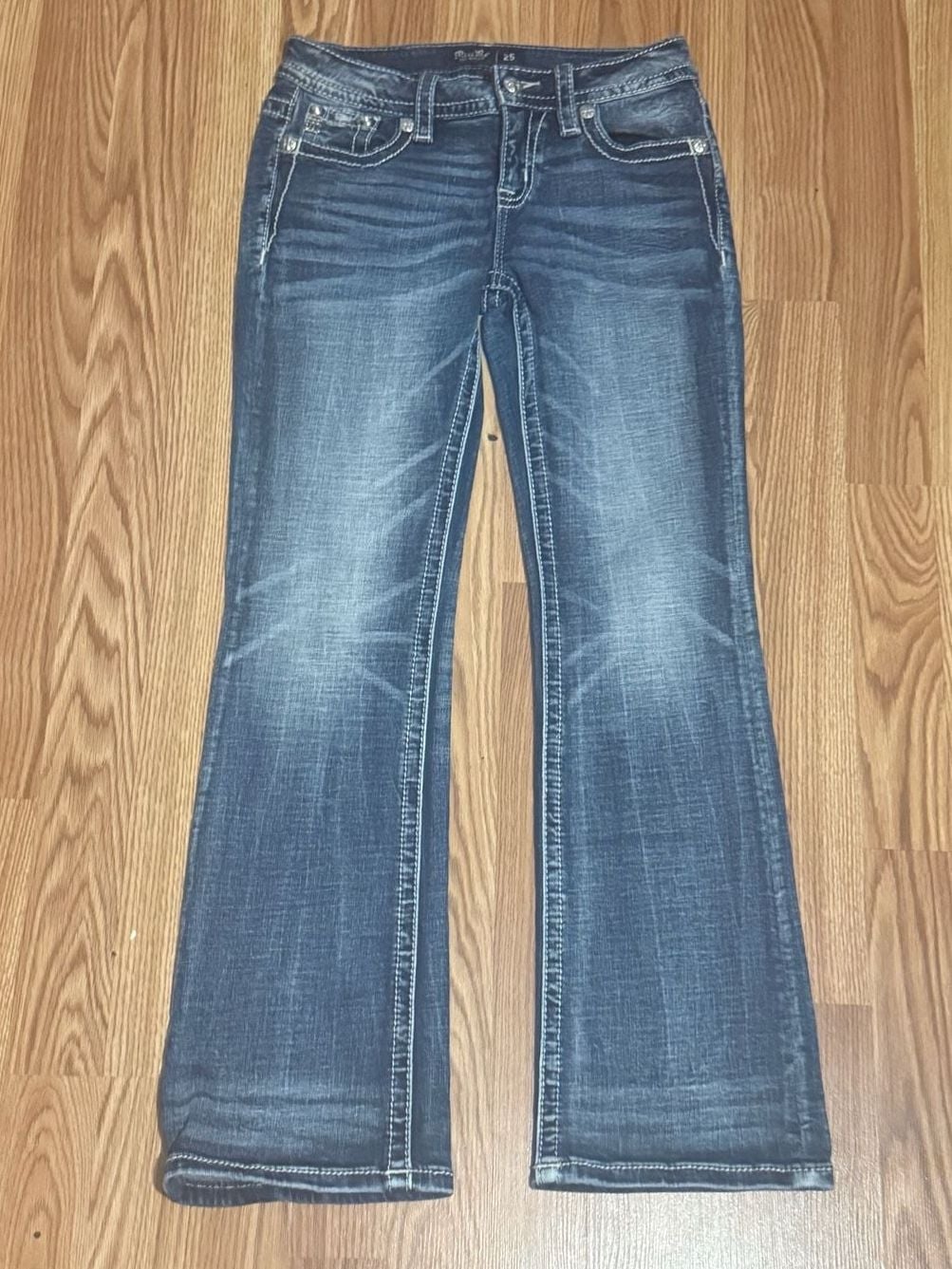 Miss Me Jeans Size 25 Blue Denim Skull Embellished Bootcut 2